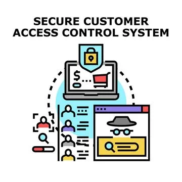 Secure customer access control system protecting data privacy Stock Illustration