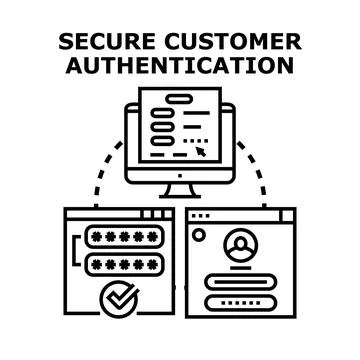 Secure customer authentication process concept with login forms Stock-Illustration