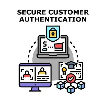 Secure customer authentication process for online transactions 스톡 일러스트