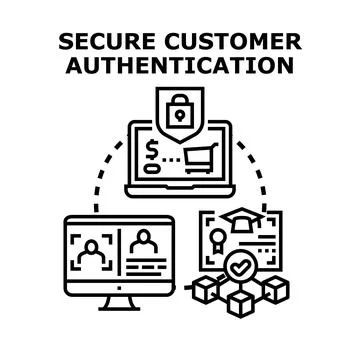 Secure customer authentication process for online transactions 스톡 일러스트
