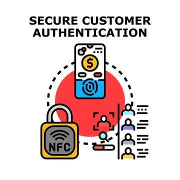 Secure customer authentication verifying digital identity payment Stock Illustration
