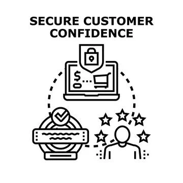 Secure customer confidence concept developing online business Stock Illustration