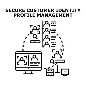 Secure customer identity profile management system concept Stock Illustration