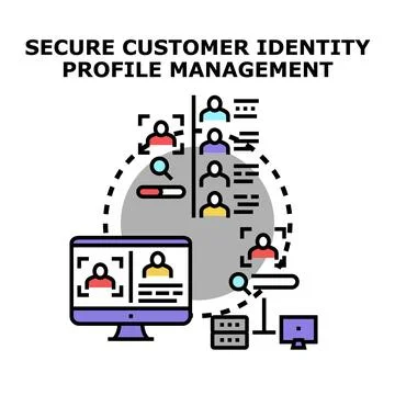 Secure customer identity profile management system concept Stock Illustration