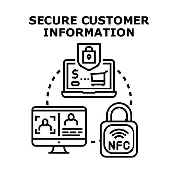 Secure customer information protecting online digital data Stock Illustration