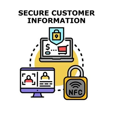 Secure customer information protecting online digital data Stock Illustration