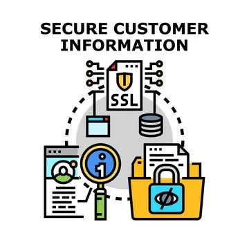 Secure customer information protecting personal online data Stock Illustration