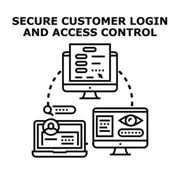 Secure customer login access control and data safety Stockillustratie