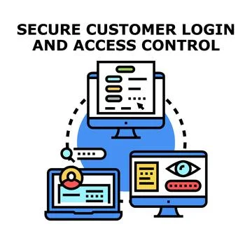 Secure customer login access control and data safety Stock Illustration