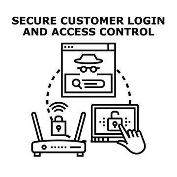 Secure customer login and access control concept Stock Illustration