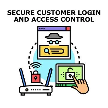 Secure customer login and access control concept Stock Illustration