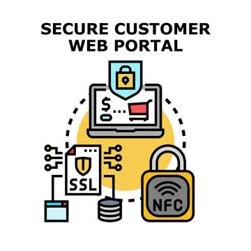 Secure customer web portal concept protecting online transactions Stock Illustration