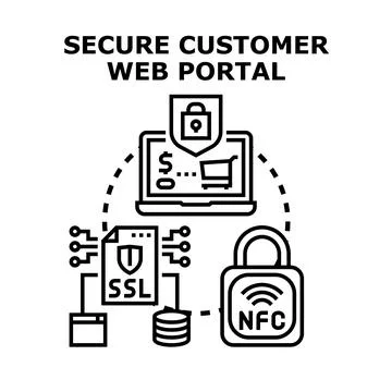 Secure customer web portal concept protecting online transactions Stock Illustration