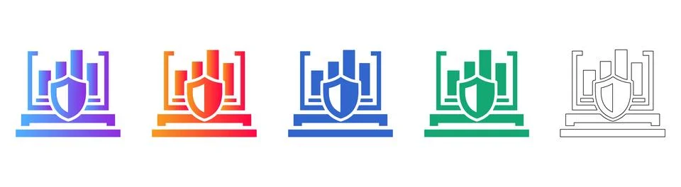 Secure Dashboard Bar Chart Icons Stock Illustration