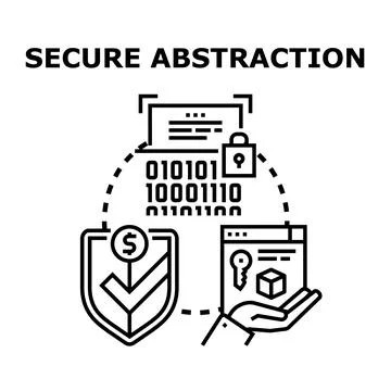 Secure data abstraction with encryption and financial protection Stock Illustration