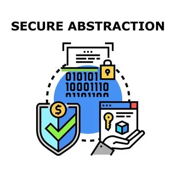Secure data abstraction with encryption and financial protection Stock Illustration