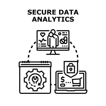 Secure data analytics and information protection concept Stockillustratie