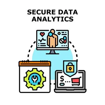 Secure data analytics and information protection concept Illustrazione stock