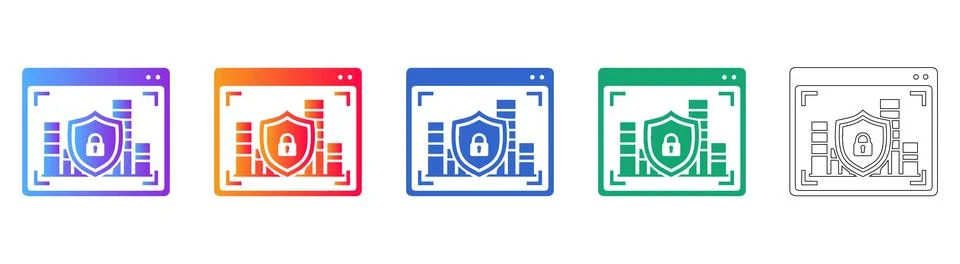 Secure Data Analytics Dashboard Icons Stock Illustration