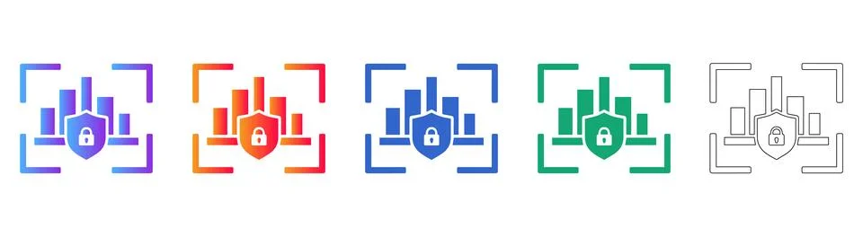 Secure Data Analytics Icons Stock Illustration