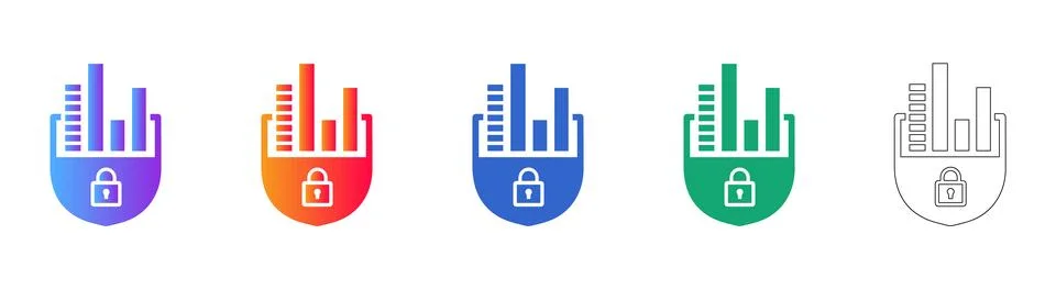 Secure Data Analytics Icons Stock Illustration