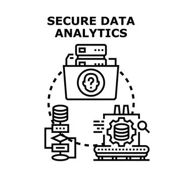 Secure data analytics process analyzing confidential information Stock Illustration