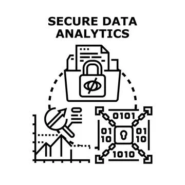 Secure data analytics protecting confidential information concept Stock Illustration