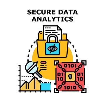 Secure data analytics protecting confidential information concept Stock Illustration
