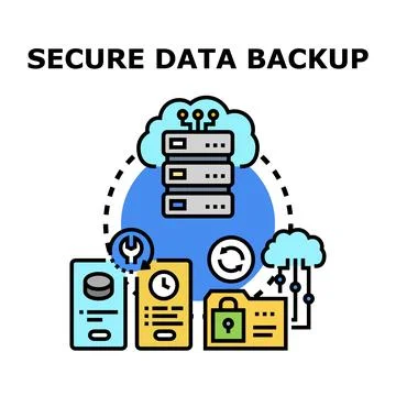 Secure data backup and cloud storage concept Stock Illustration