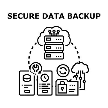 Secure data backup and cloud storage concept Stock Illustration