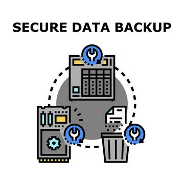 Secure data backup concept for information protection Stock Illustration