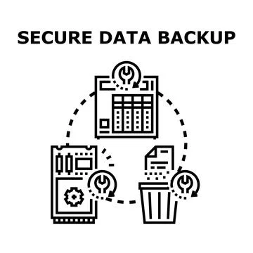Secure data backup concept for information protection Stock Illustration