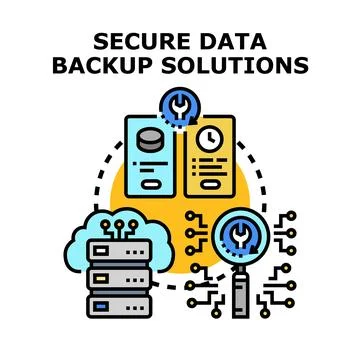 Secure data backup solutions concept for information safety Stock Illustration