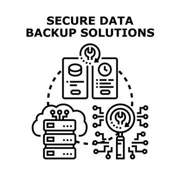 Secure data backup solutions concept for information safety Stock Illustration