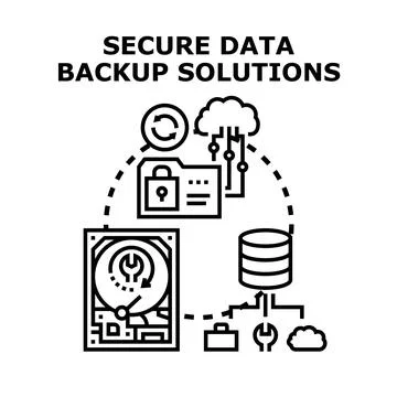 Secure data backup solutions ensuring protection and recovery Stock Illustration