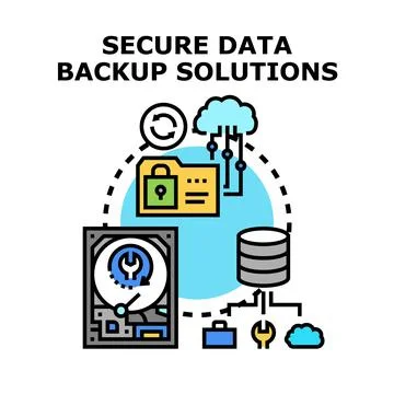 Secure data backup solutions ensuring protection and recovery Stock Illustration