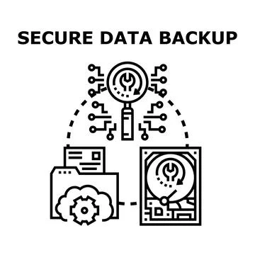 Secure data backup system protecting information Stock Illustration
