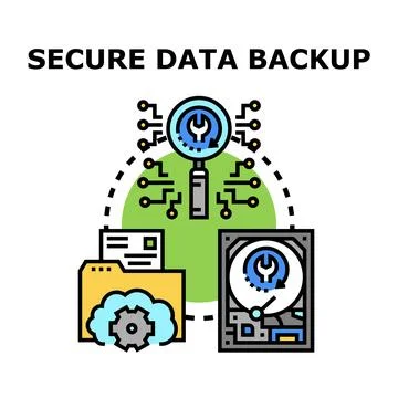 Secure data backup system protecting information Stock Illustration