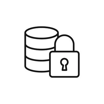 Secure Data base icon logo sign vector outline Illustrazione stock