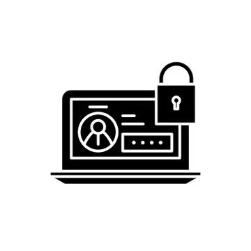 Secure data black icon, vector sign on isolated background. Secure data concept Stockillustratie