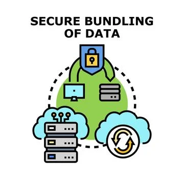Secure data bundling, protection, and cloud management concept Stock Illustration