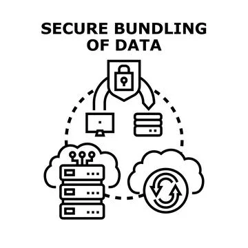 Secure data bundling, protection, and cloud management concept Stock Illustration