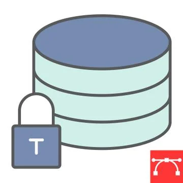 Secure data color line icon, security and computing, database sign vector Stock Illustration