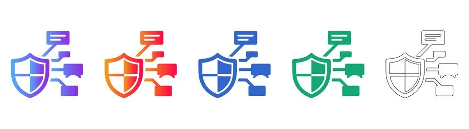 Secure Data Communication Shield Icons Stock Illustration