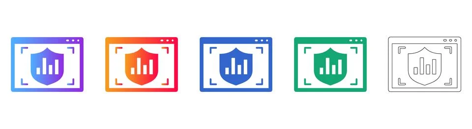 Secure Data Dashboard Analytics Icons イラスト素材