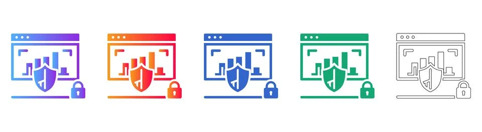 Secure Data Dashboard Icon Set イラスト素材