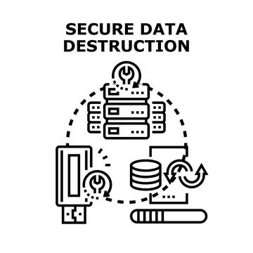Secure data destruction process for digital information management Stock Illustration