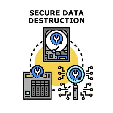 Secure data destruction process vector concept Stock Illustration