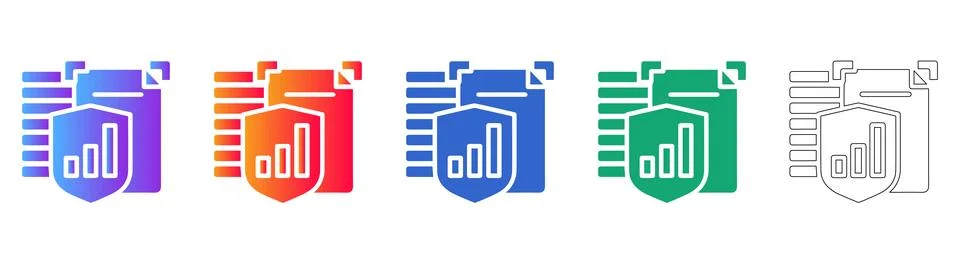 Secure Data Document Protection Icon Set Stock Illustration