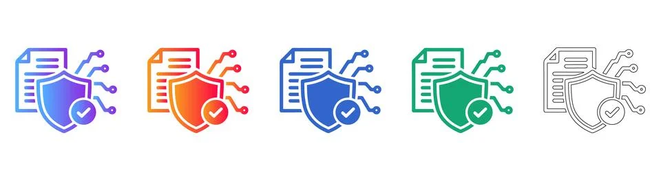 Secure Data Document Protection Icons Stockillustratie